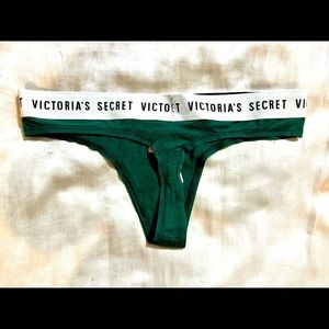 Victoria Secret Cotton Thong Panties sz S Green